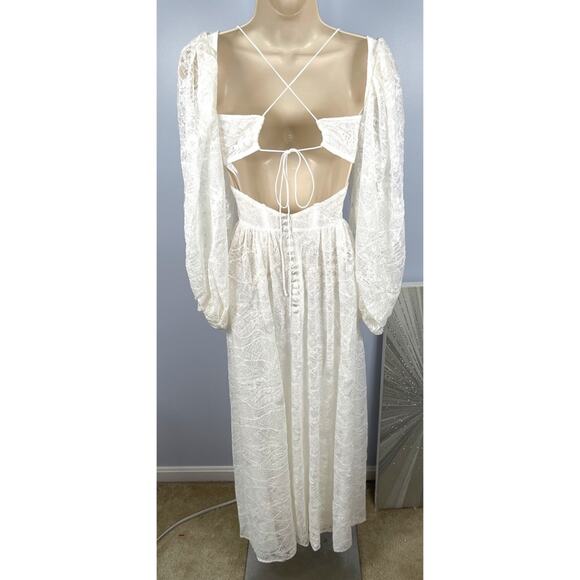 For Love & Lemons Madeline Lace Bustier Long Sleeve Maxi Gown Size XXS - Picture 10 of 12